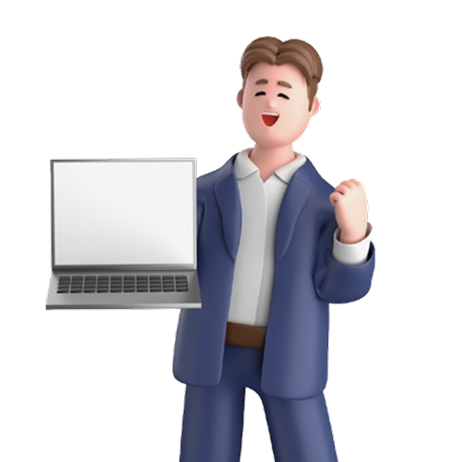 Illustration of a person holding a laptop